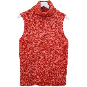Calvin Klein Y2K Vintage Colorful Pink & Orange Crochet Turtleneck Tank Blouse